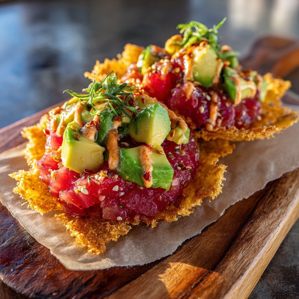Spicy Tuna Tartare on Crisps