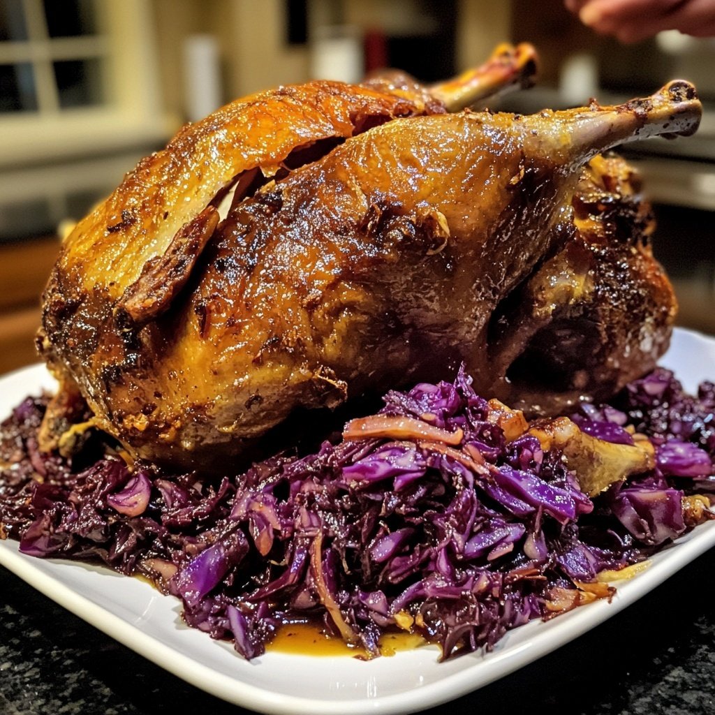 Roasted Goose with Red Cabbage