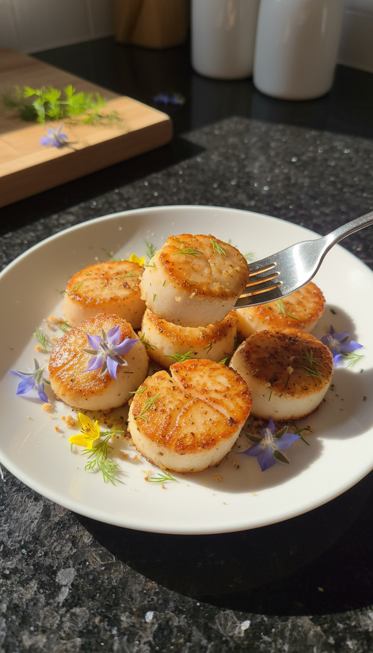 Lemon Dill Scallops with Flowers