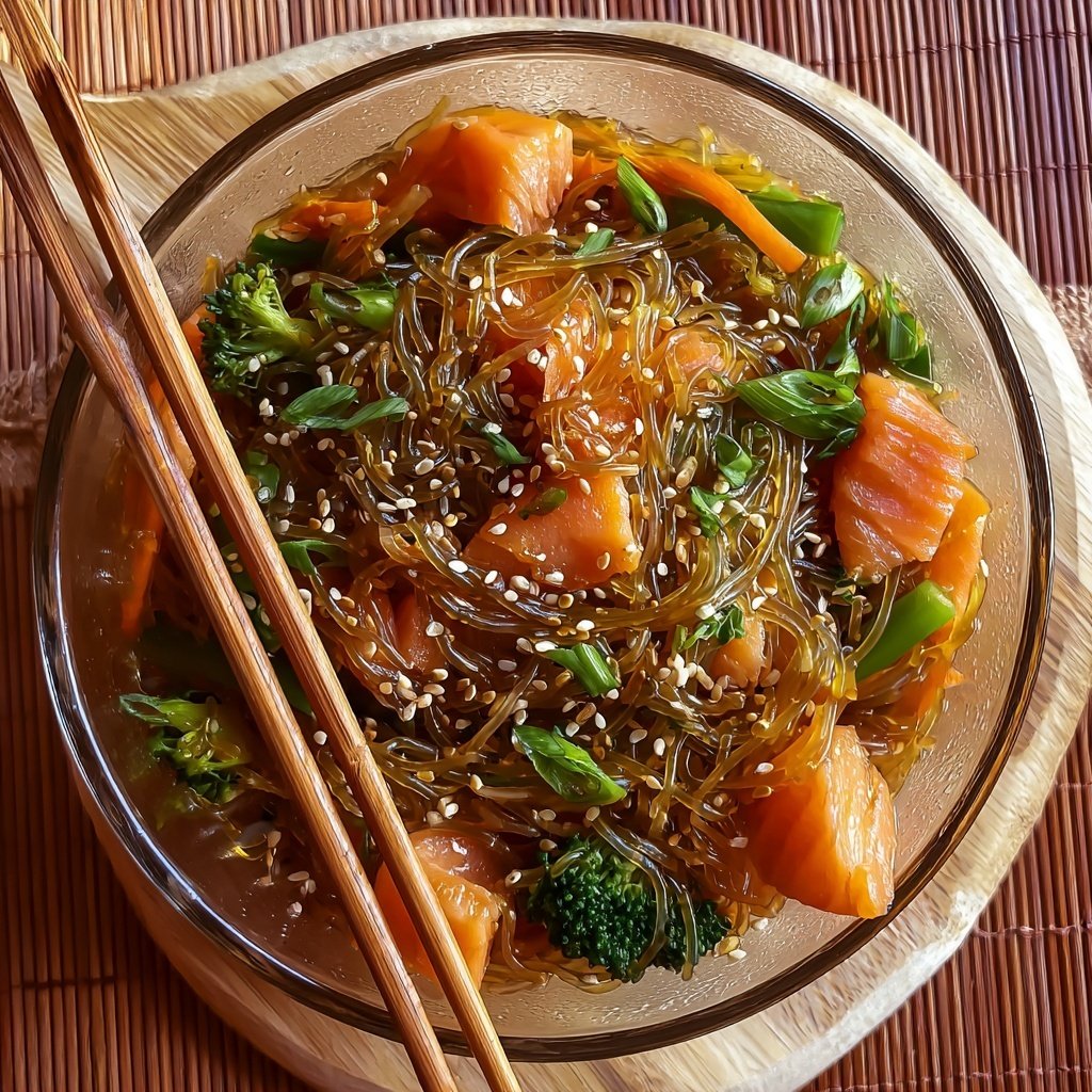 Smoked Salmon Glass Noodle Bowl