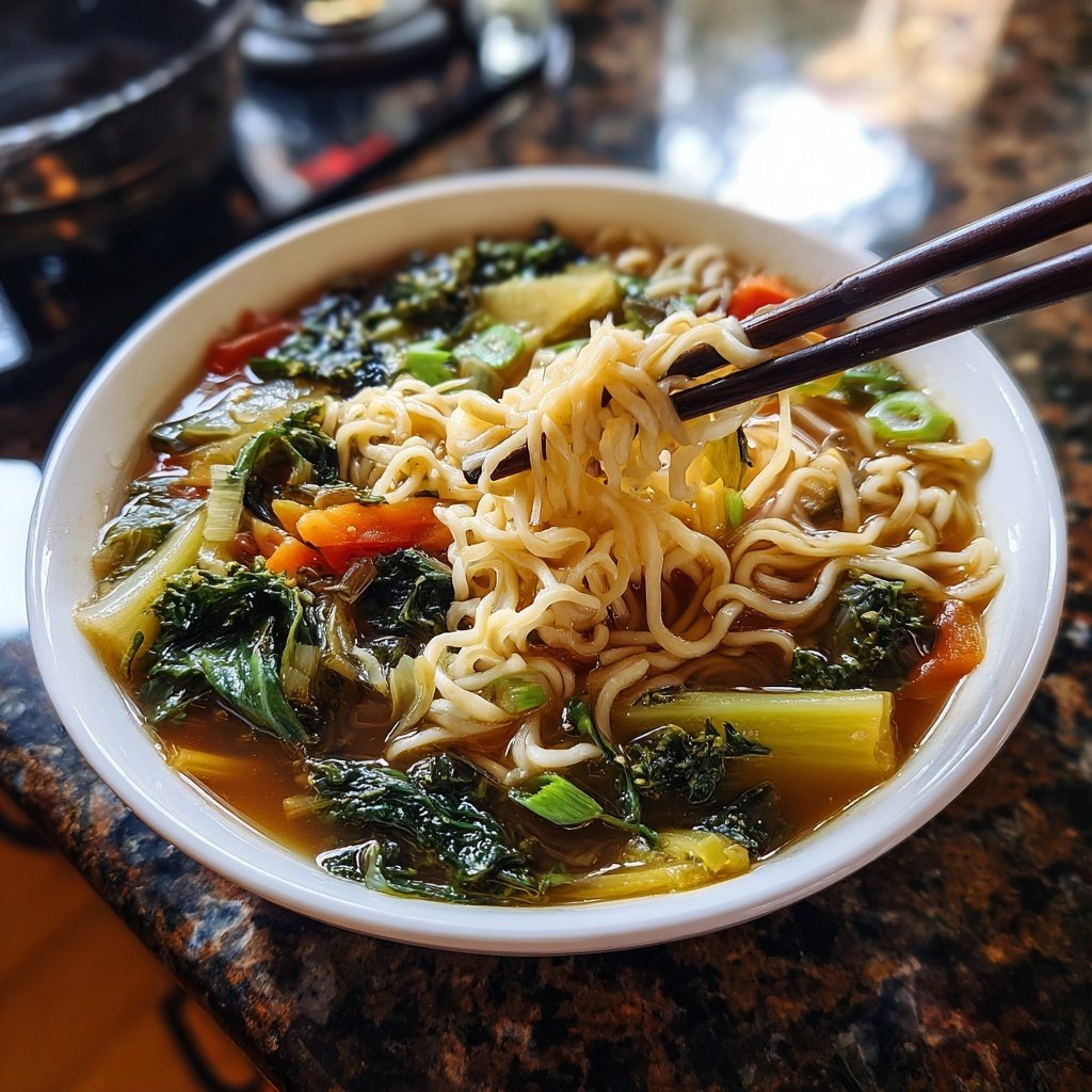 Fast Vegetarian Ramen with Fresh Ginger