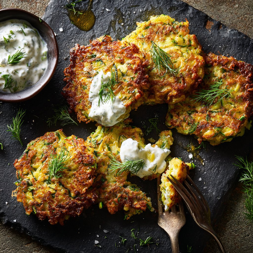 Zucchini Fritters with Tzatziki
