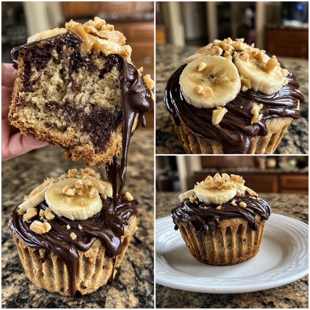 Chocolate Peanut Butter Banana Cupcakes