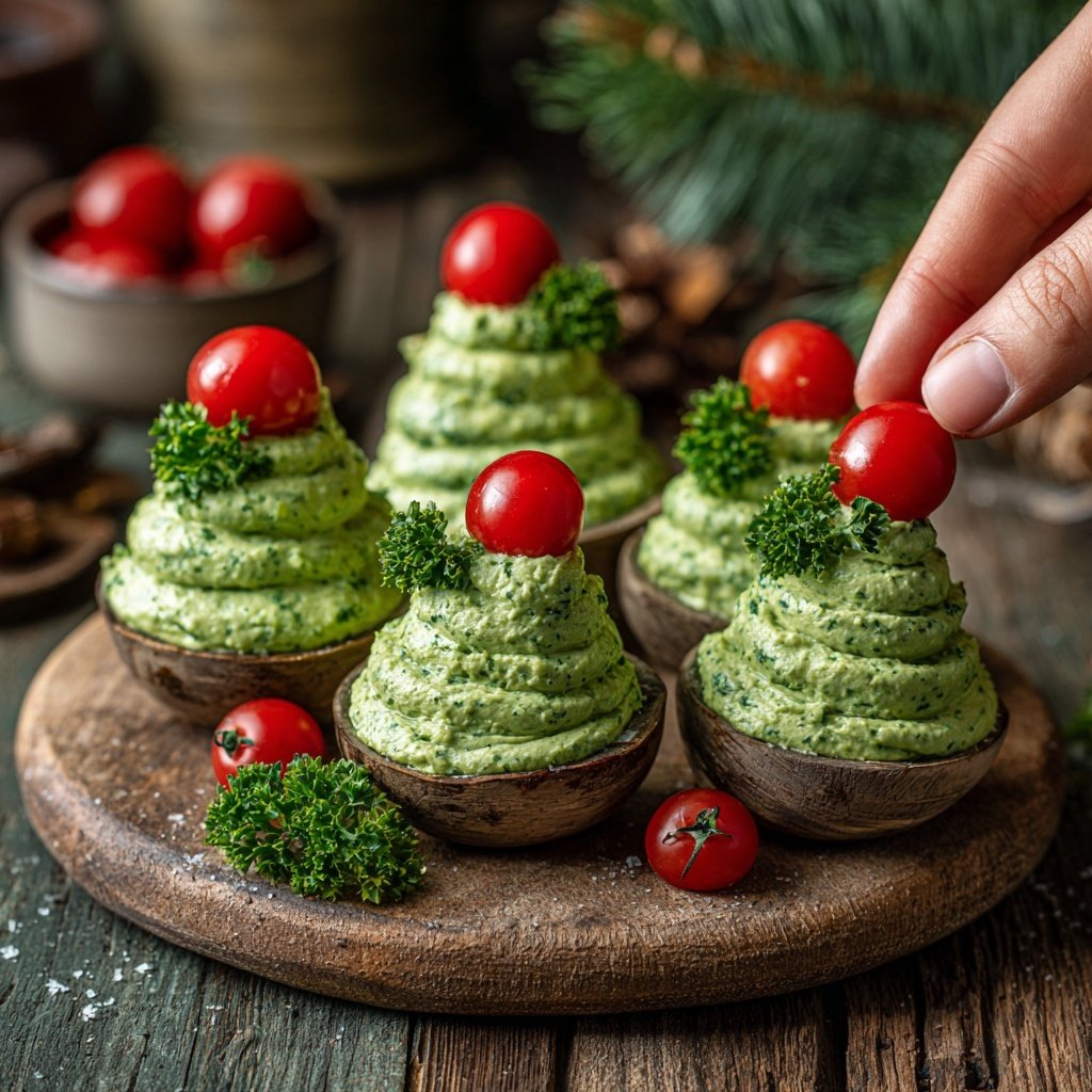 Christmas Tree Deviled Eggs Pesto