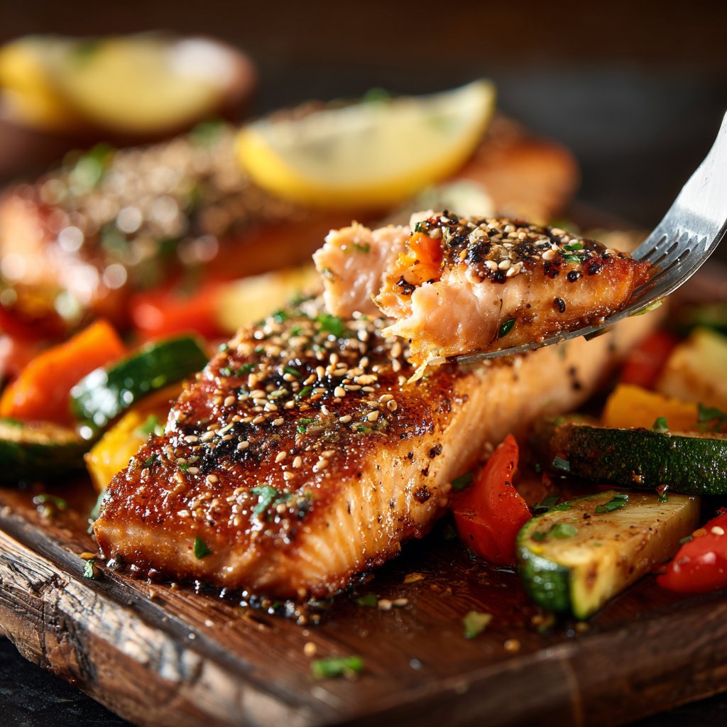 Lemon Sesame Salmon with Vegetables