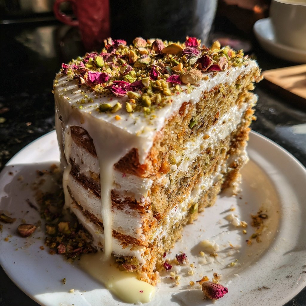 Capricorn Pistachio Rose Cake
