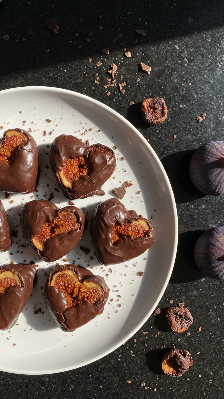 Chocolate-Covered Fig Heart Treats