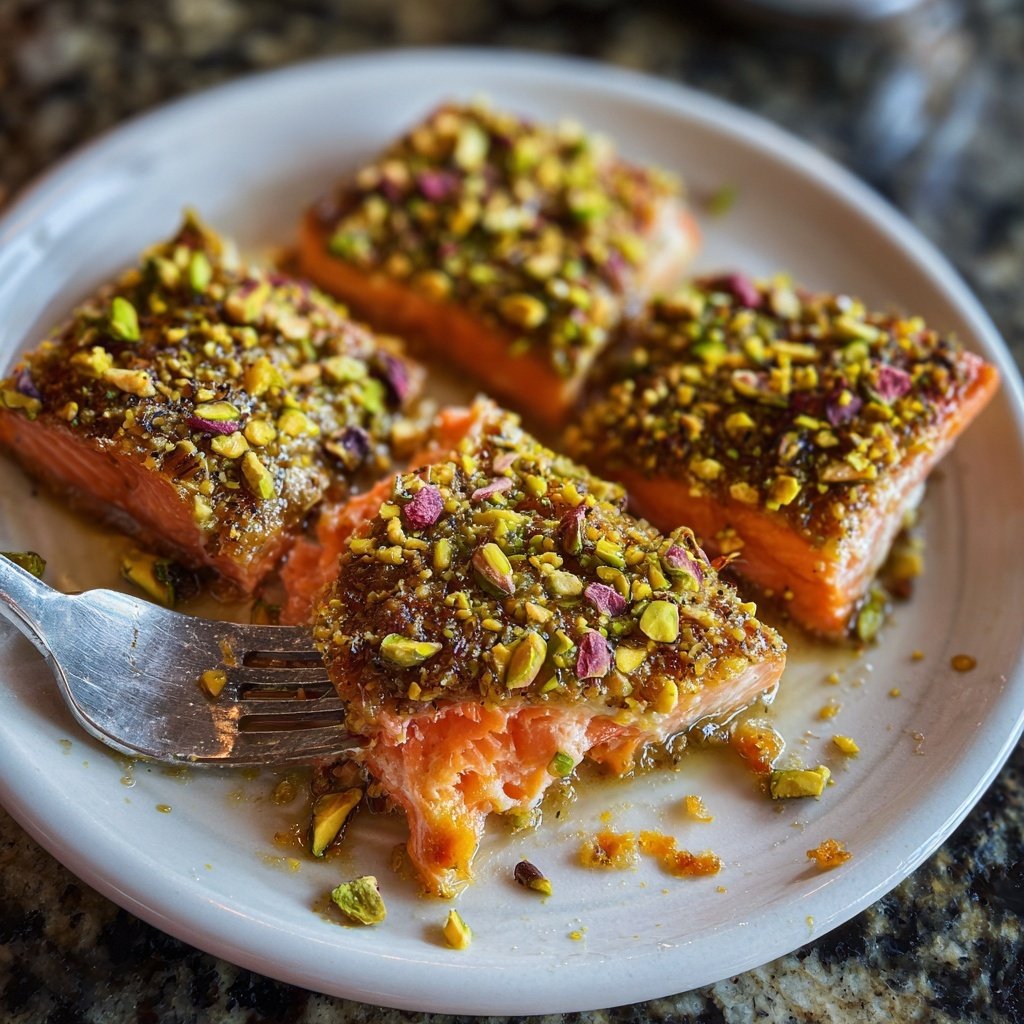 Confit Salmon with Tahini Pistachio