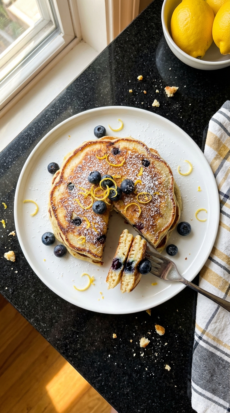 Lemon Blueberry Sourdough Pancakes