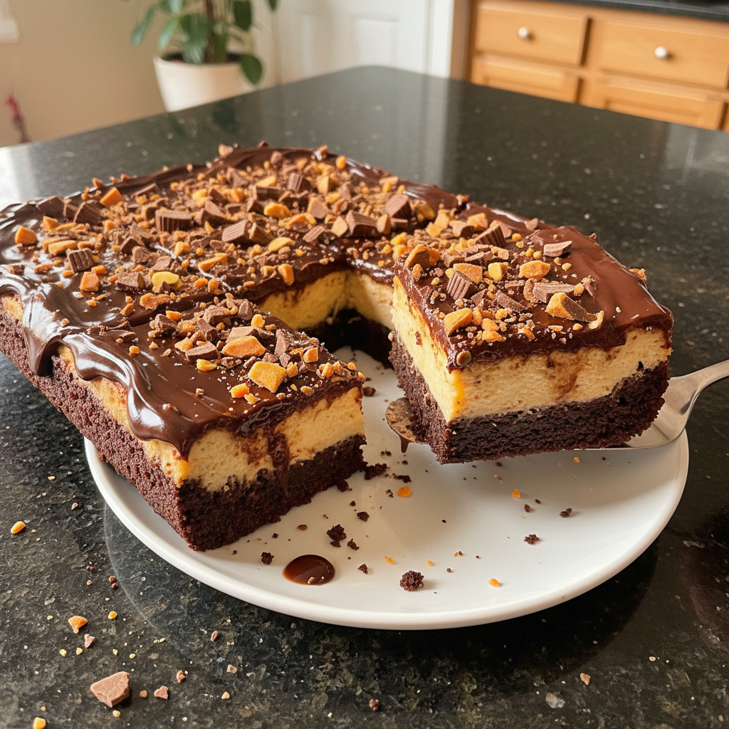 Decadent Reese's Cheesecake Brownies